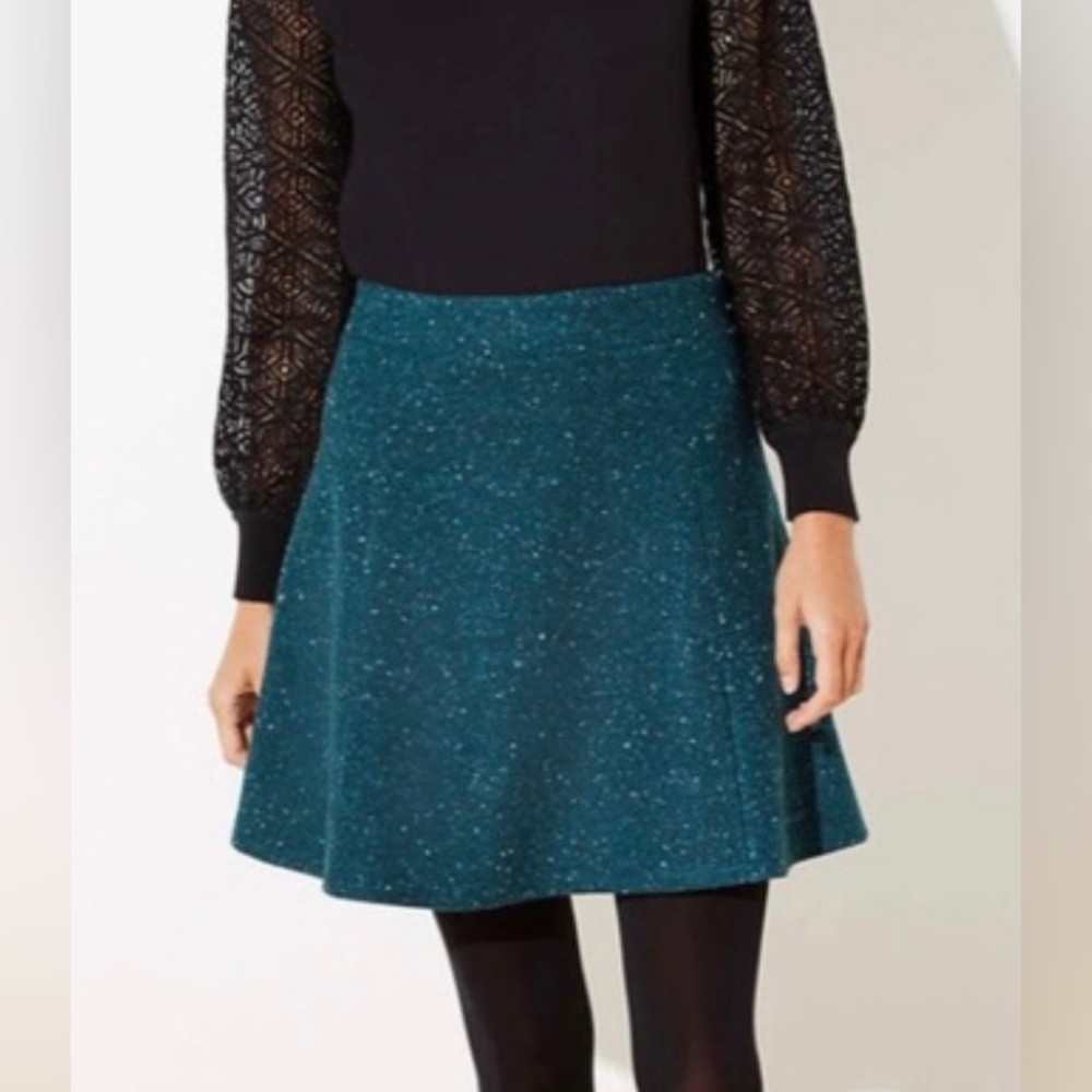 Loft Green Flecked Flippy Skirt Size Small
